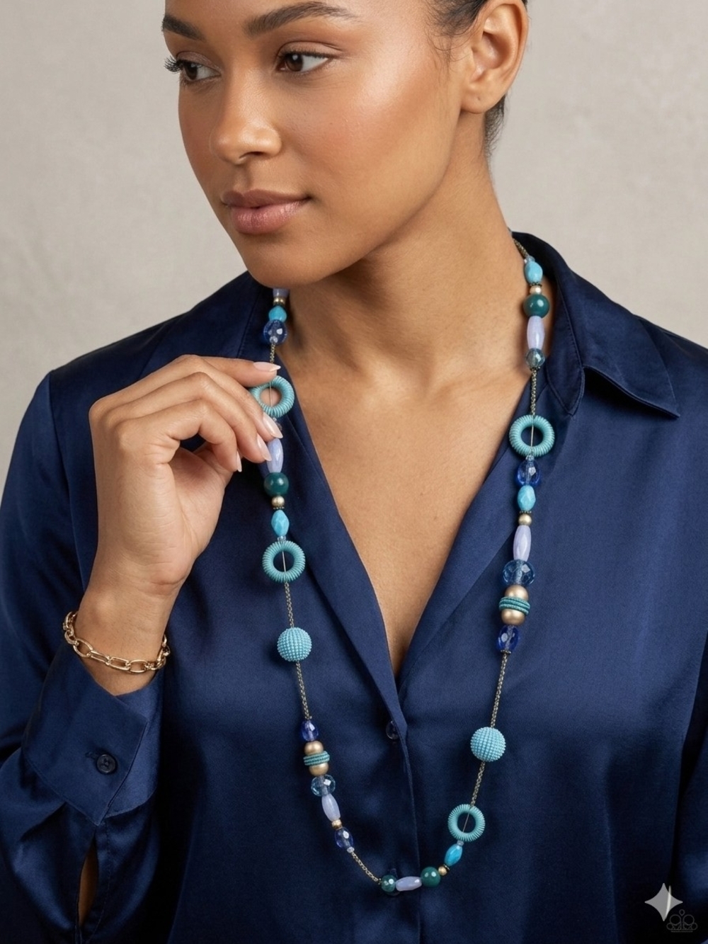 Long Turquoise Beaded Women's Necklace